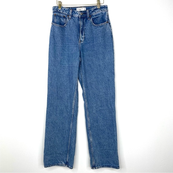 Abercrombie & Fitch Curve Love High Rise Loose Jean Medium Size 27 Size 4 Long - Picture 2 of 12